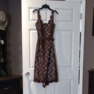 JS Boutique Chocolate Lace Midi Dress